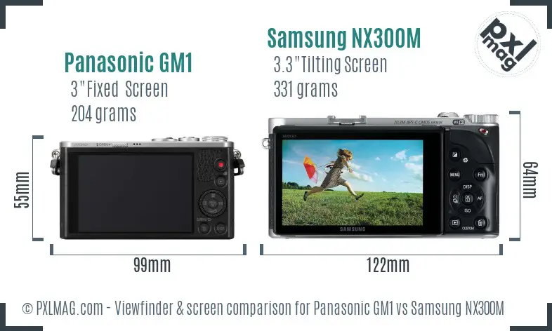 Panasonic GM1 vs Samsung NX300M Screen and Viewfinder comparison
