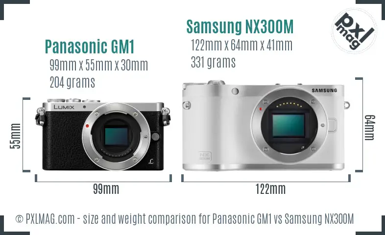 Panasonic GM1 vs Samsung NX300M size comparison