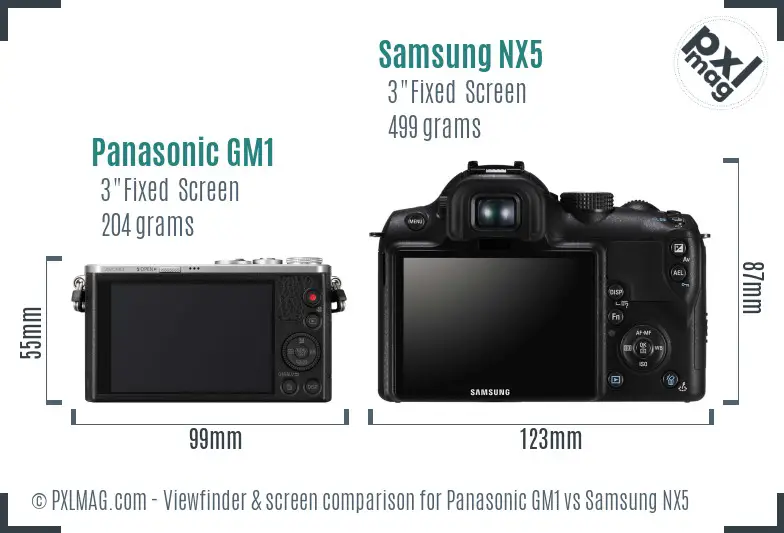 Panasonic GM1 vs Samsung NX5 Screen and Viewfinder comparison