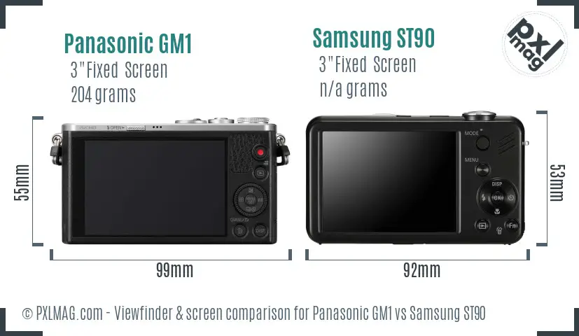 Panasonic GM1 vs Samsung ST90 Screen and Viewfinder comparison