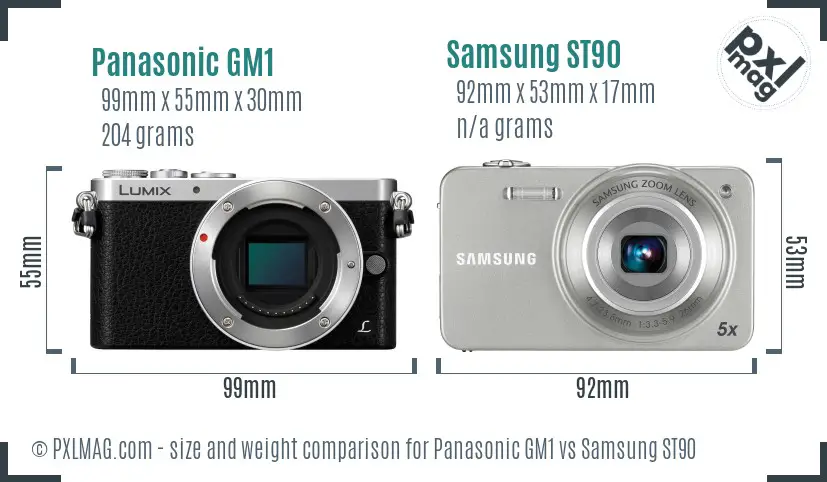 Panasonic GM1 vs Samsung ST90 size comparison