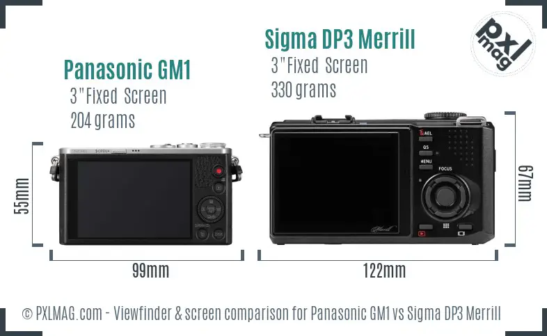 Panasonic GM1 vs Sigma DP3 Merrill Screen and Viewfinder comparison Panasonic GM1 vs Sigma DP3 Merrill Screen and Viewfinder comparison