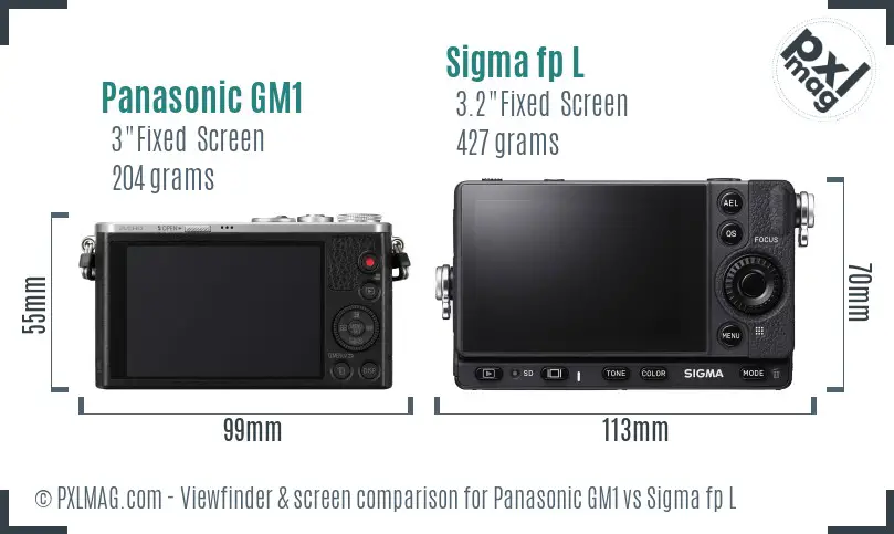 Panasonic GM1 vs Sigma fp L Screen and Viewfinder comparison