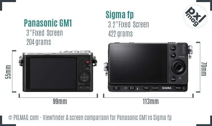 Panasonic GM1 vs Sigma fp Screen and Viewfinder comparison