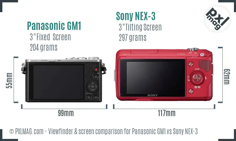 Panasonic GM1 vs Sony NEX-3 Screen and Viewfinder comparison Panasonic GM1 vs Sony NEX-3 Screen and Viewfinder comparison