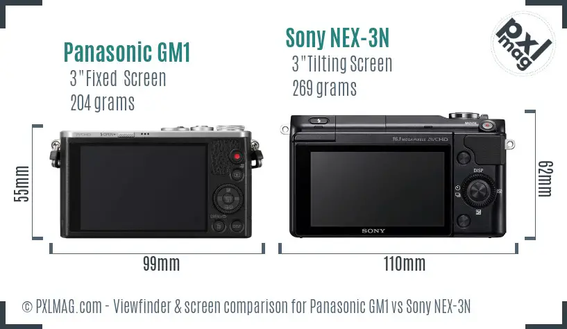Panasonic GM1 vs Sony NEX-3N Screen and Viewfinder comparison