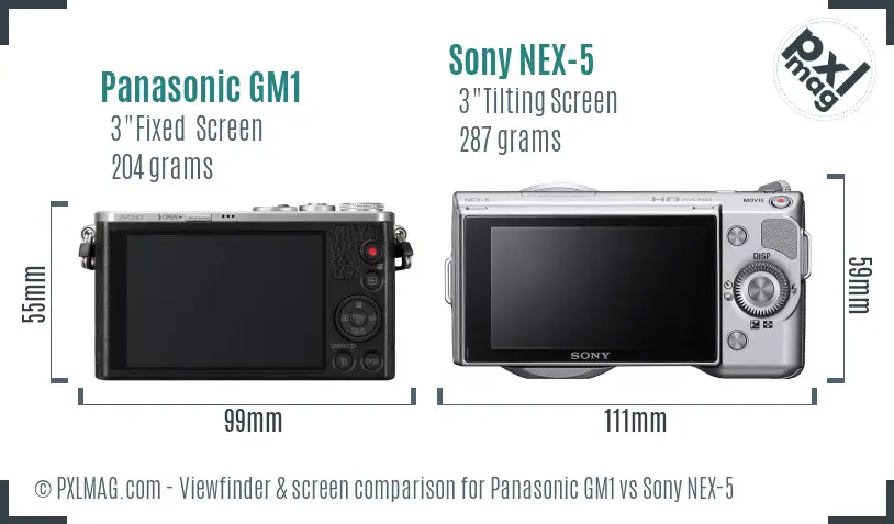 Panasonic GM1 vs Sony NEX-5 Screen and Viewfinder comparison