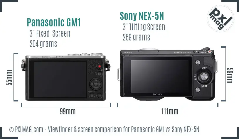 Panasonic GM1 vs Sony NEX-5N Screen and Viewfinder comparison