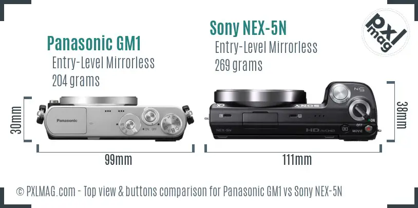 Panasonic GM1 vs Sony NEX-5N top view buttons comparison
