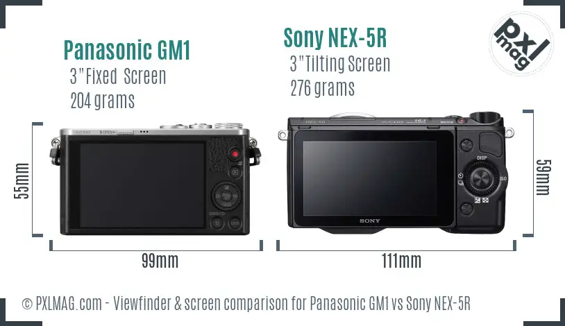 Panasonic GM1 vs Sony NEX-5R Screen and Viewfinder comparison