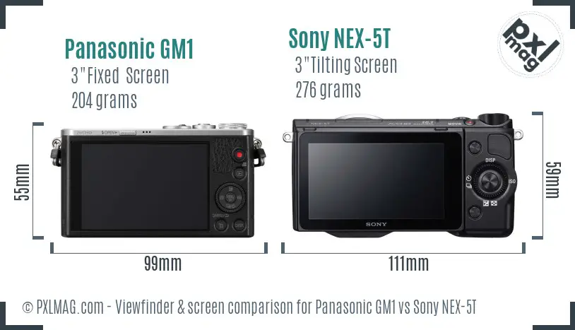 Panasonic GM1 vs Sony NEX-5T Screen and Viewfinder comparison