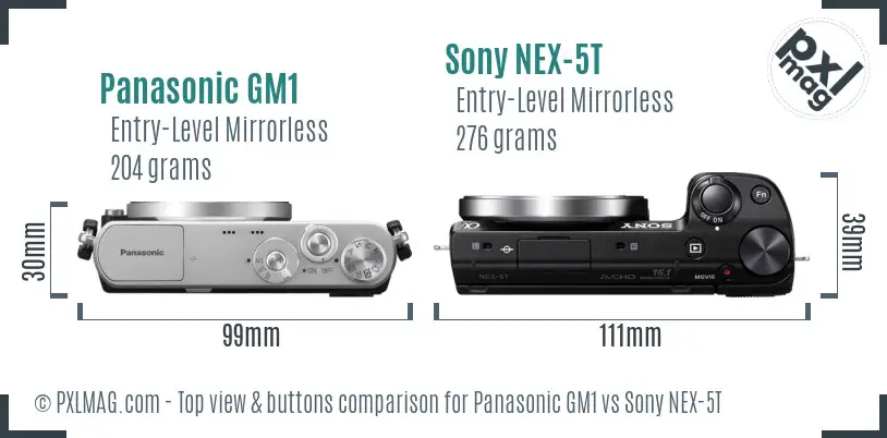 Panasonic GM1 vs Sony NEX-5T top view buttons comparison