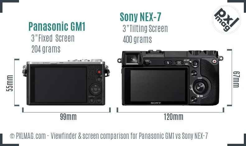 Panasonic GM1 vs Sony NEX-7 Screen and Viewfinder comparison Panasonic GM1 vs Sony NEX-7 Screen and Viewfinder comparison