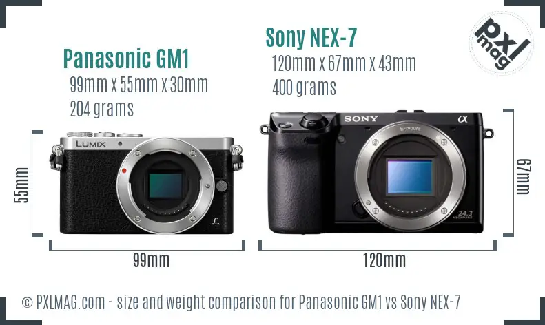 Panasonic GM1 vs Sony NEX-7 size comparison Panasonic GM1 vs Sony NEX-7 size comparison