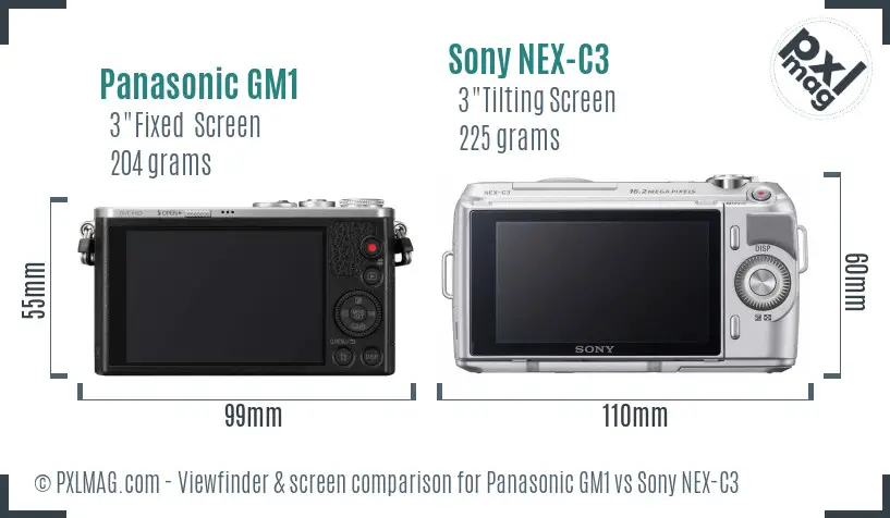 Panasonic GM1 vs Sony NEX-C3 Screen and Viewfinder comparison