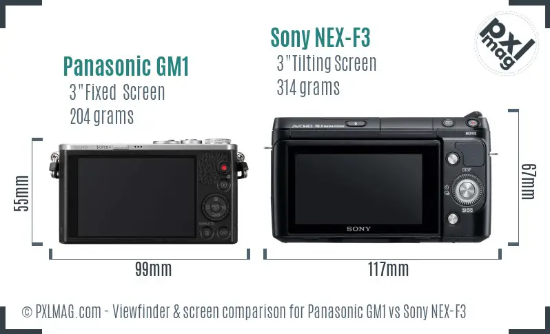 Panasonic GM1 vs Sony NEX-F3 Screen and Viewfinder comparison