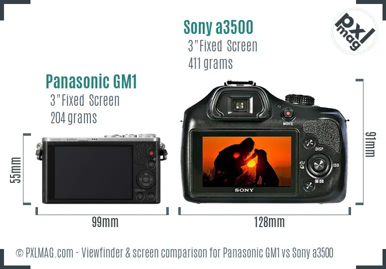 Panasonic GM1 vs Sony a3500 Screen and Viewfinder comparison
