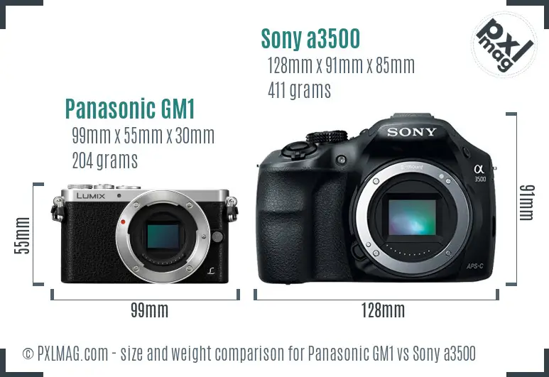 Panasonic GM1 vs Sony a3500 size comparison