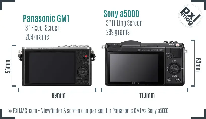 Panasonic GM1 vs Sony a5000 Screen and Viewfinder comparison