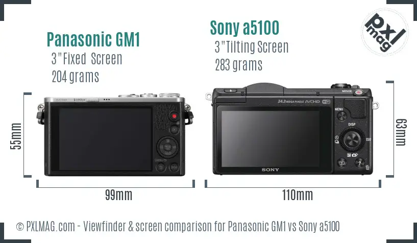 Panasonic GM1 vs Sony a5100 Screen and Viewfinder comparison