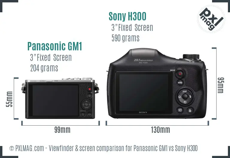 Panasonic GM1 vs Sony H300 Screen and Viewfinder comparison