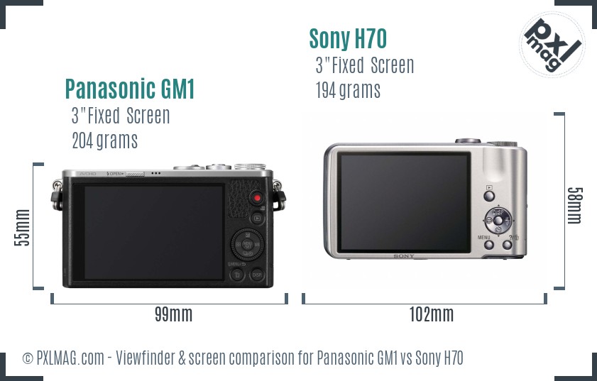 Panasonic GM1 vs Sony H70 Screen and Viewfinder comparison