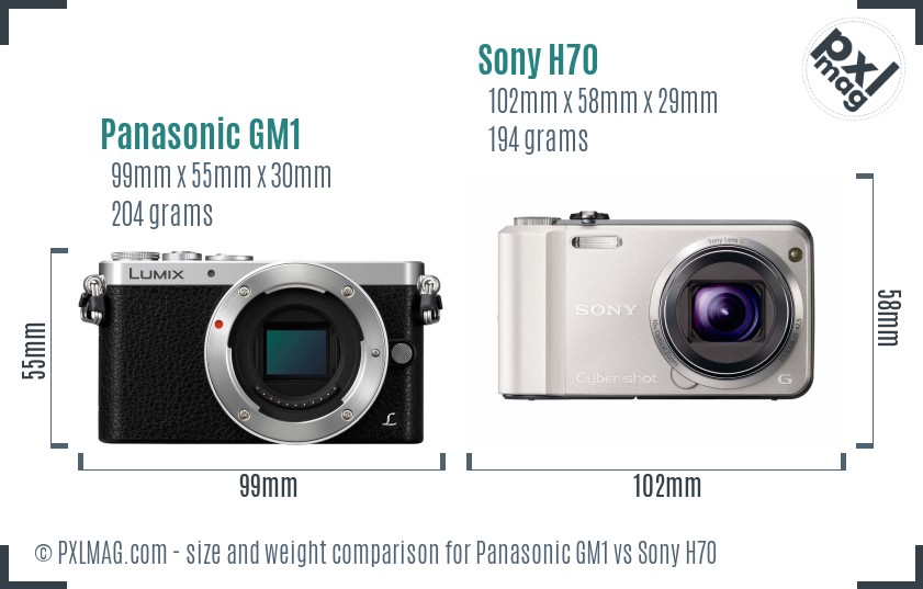 Panasonic GM1 vs Sony H70 size comparison Panasonic GM1 vs Sony H70 size comparison