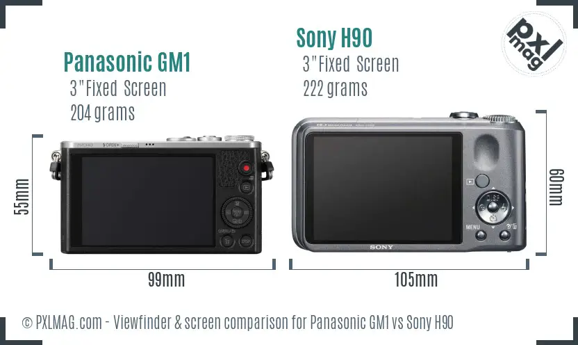 Panasonic GM1 vs Sony H90 Screen and Viewfinder comparison
