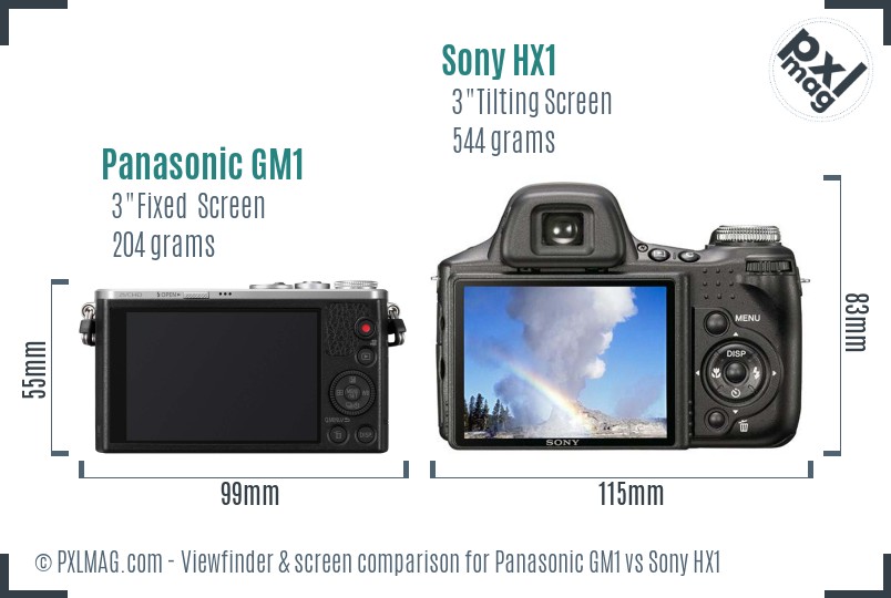 Panasonic GM1 vs Sony HX1 Screen and Viewfinder comparison