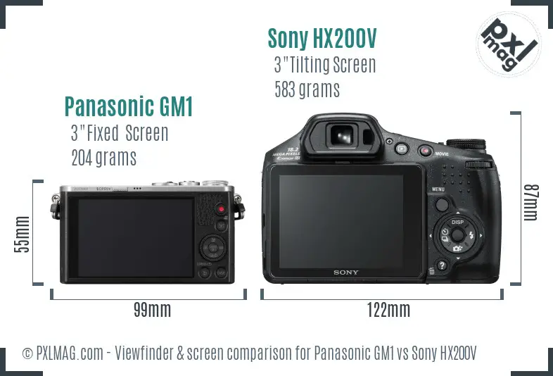 Panasonic GM1 vs Sony HX200V Screen and Viewfinder comparison Panasonic GM1 vs Sony HX200V Screen and Viewfinder comparison