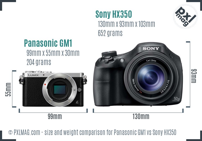 Panasonic GM1 vs Sony HX350 size comparison Panasonic GM1 vs Sony HX350 size comparison