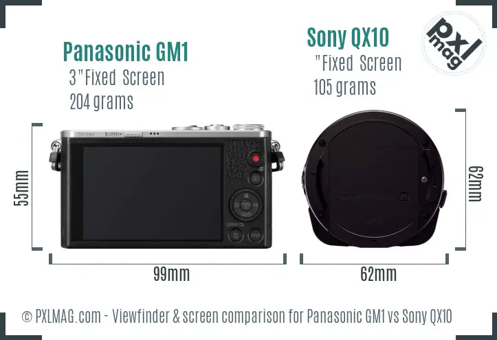 Panasonic GM1 vs Sony QX10 Screen and Viewfinder comparison Panasonic GM1 vs Sony QX10 Screen and Viewfinder comparison