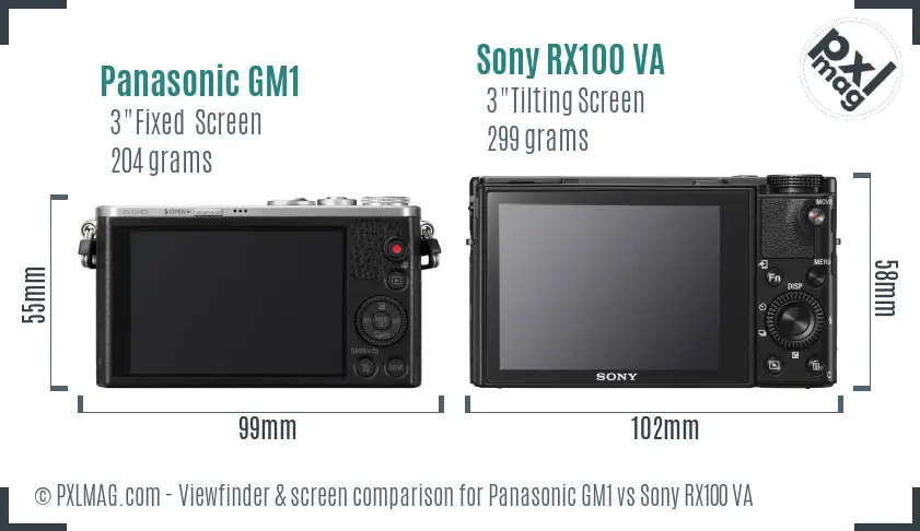 Panasonic GM1 vs Sony RX100 VA Screen and Viewfinder comparison