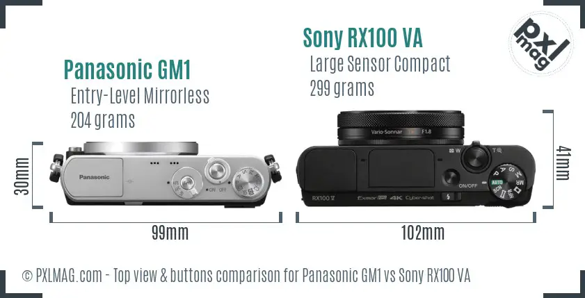 Panasonic GM1 vs Sony RX100 VA top view buttons comparison