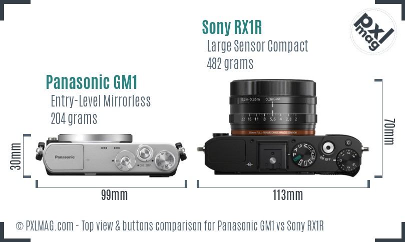 Panasonic GM1 vs Sony RX1R top view buttons comparison