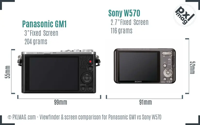 Panasonic GM1 vs Sony W570 Screen and Viewfinder comparison