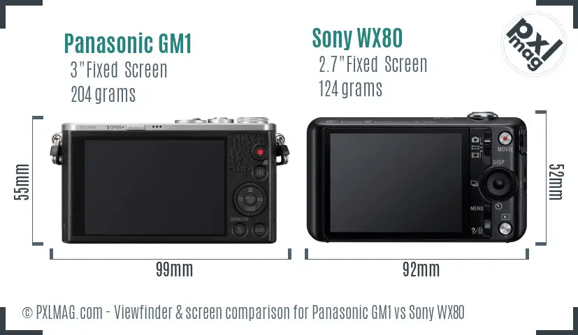 Panasonic GM1 vs Sony WX80 Screen and Viewfinder comparison