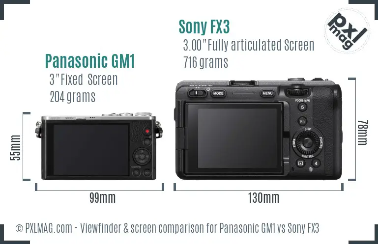 Panasonic GM1 vs Sony FX3 Screen and Viewfinder comparison