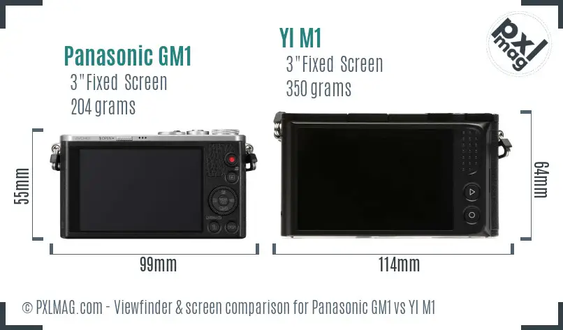 Panasonic GM1 vs YI M1 Screen and Viewfinder comparison