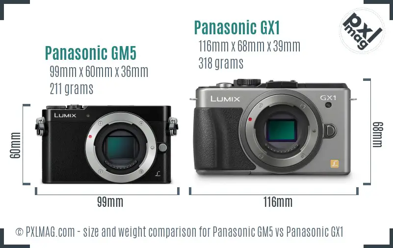 Panasonic GM5 vs Panasonic GX1 size comparison