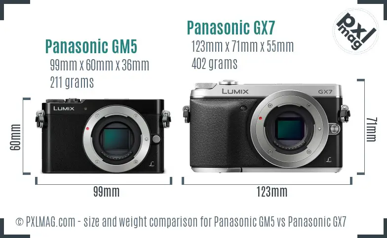 Panasonic GM5 vs Panasonic GX7 size comparison