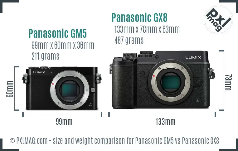 Panasonic GM5 vs Panasonic GX8 size comparison