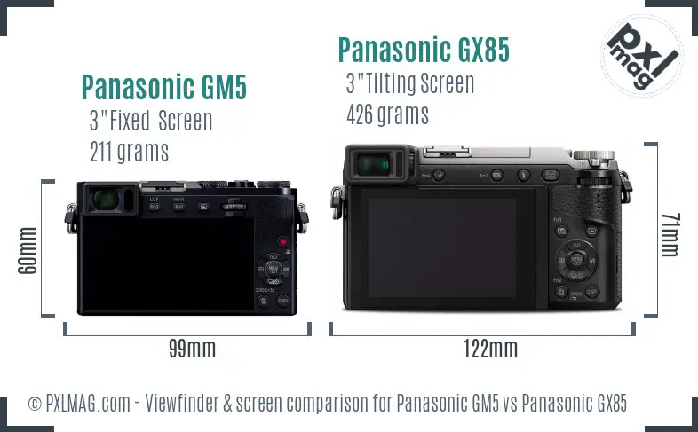 Panasonic GM5 vs Panasonic GX85 Screen and Viewfinder comparison