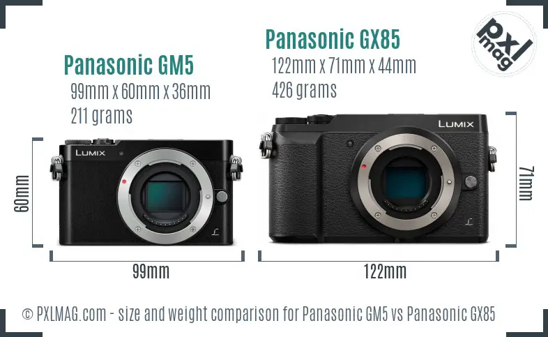 Panasonic GM5 vs Panasonic GX85 size comparison