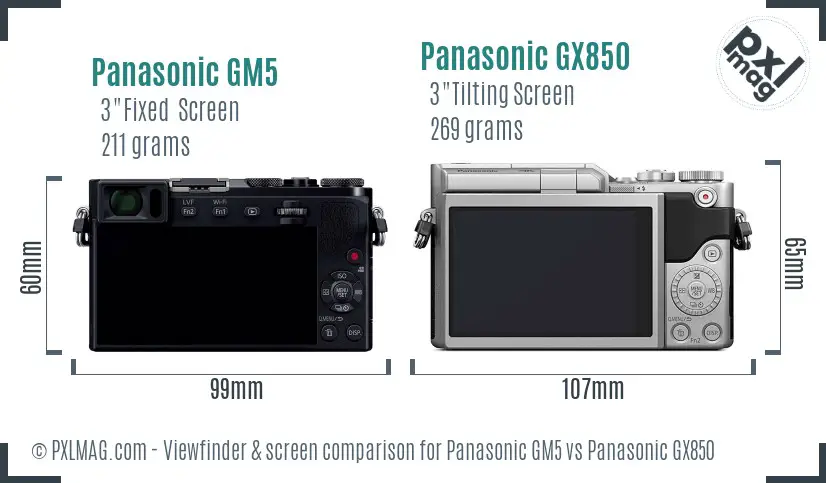 Panasonic GM5 vs Panasonic GX850 Screen and Viewfinder comparison