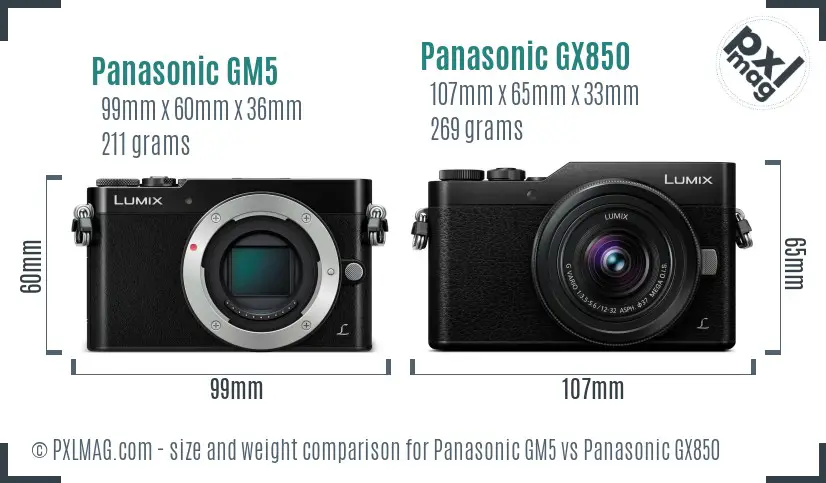Panasonic GM5 vs Panasonic GX850 size comparison