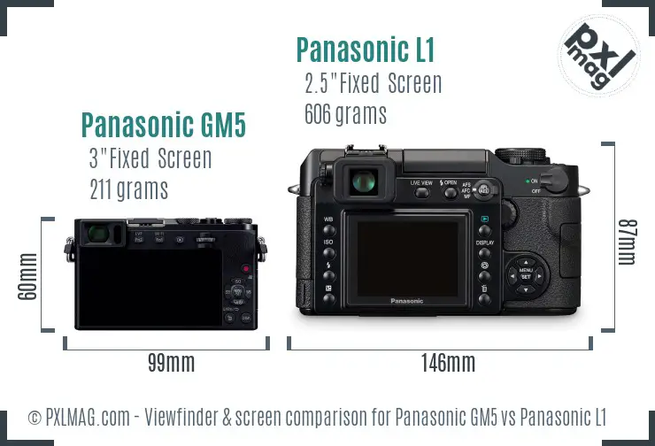Panasonic GM5 vs Panasonic L1 Screen and Viewfinder comparison