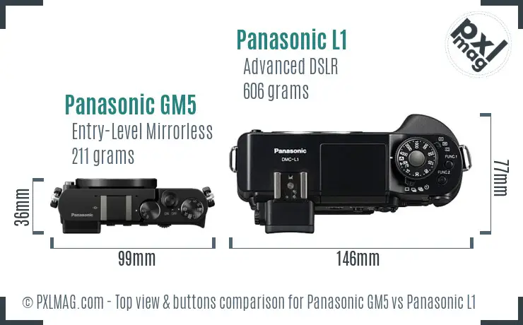 Panasonic GM5 vs Panasonic L1 top view buttons comparison
