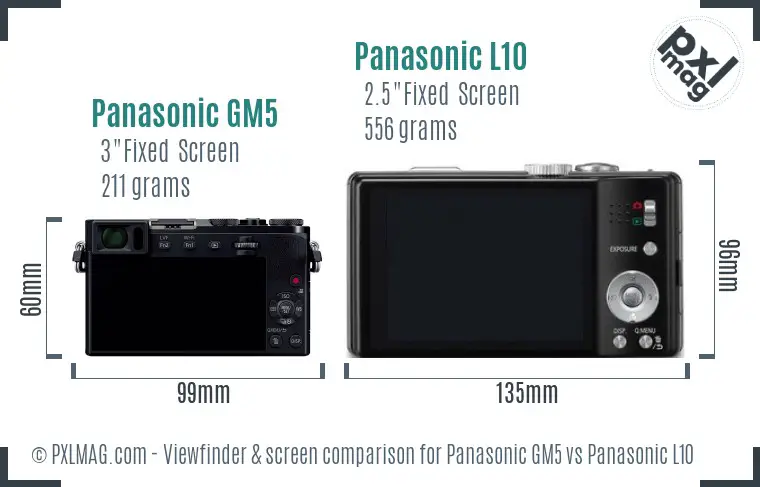 Panasonic GM5 vs Panasonic L10 Screen and Viewfinder comparison