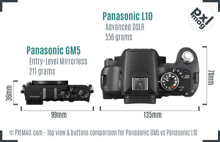 Panasonic GM5 vs Panasonic L10 top view buttons comparison